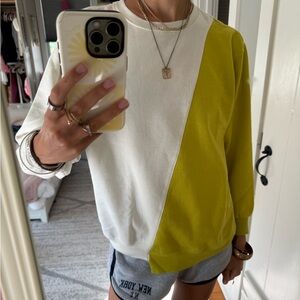 Urban Outfitters White and Yellow Sweatshirt